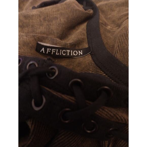 Affliction Vintage Graphic "Dead Or Alive" Lace-Up Dress. L - Picture 4 of 15